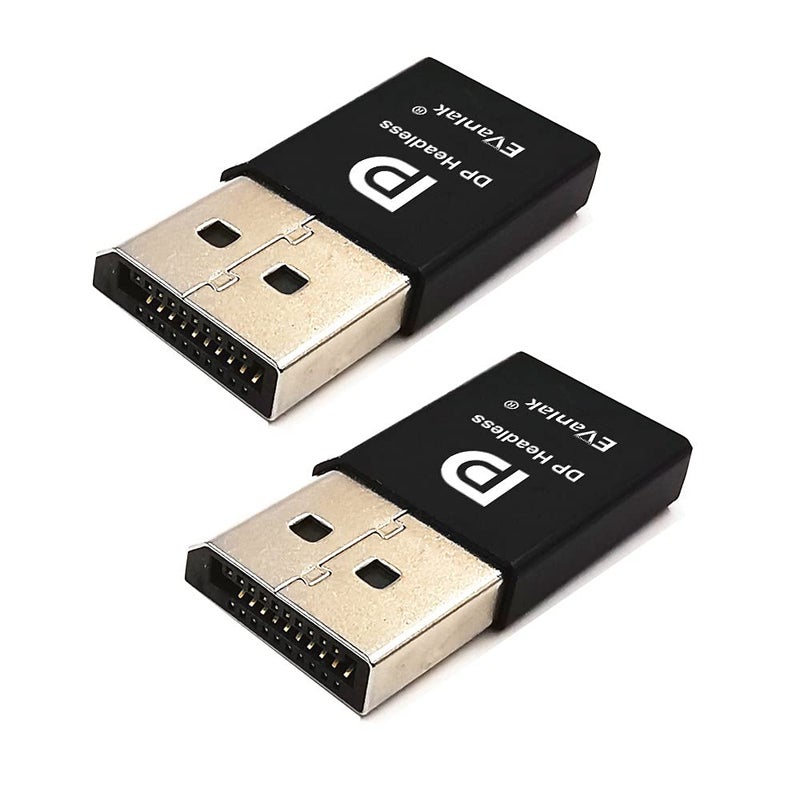 EVanlak DispalyPort Headless Ghost Display Emulator for PC 4K DP Dummy Plug (fit Headless 1080@60Hzz-3840x2160@17hz)-2Pack - Image 1